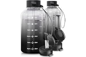 AQUAFIT 40 oz Water Bottle With Time Marker - 40 oz Water Bottle With Straw - Gym Water Bottle With Strap, Big Water Bottle with Handle, Reusable Water Bottles With Straw Bike Water Bottles (Midnight)