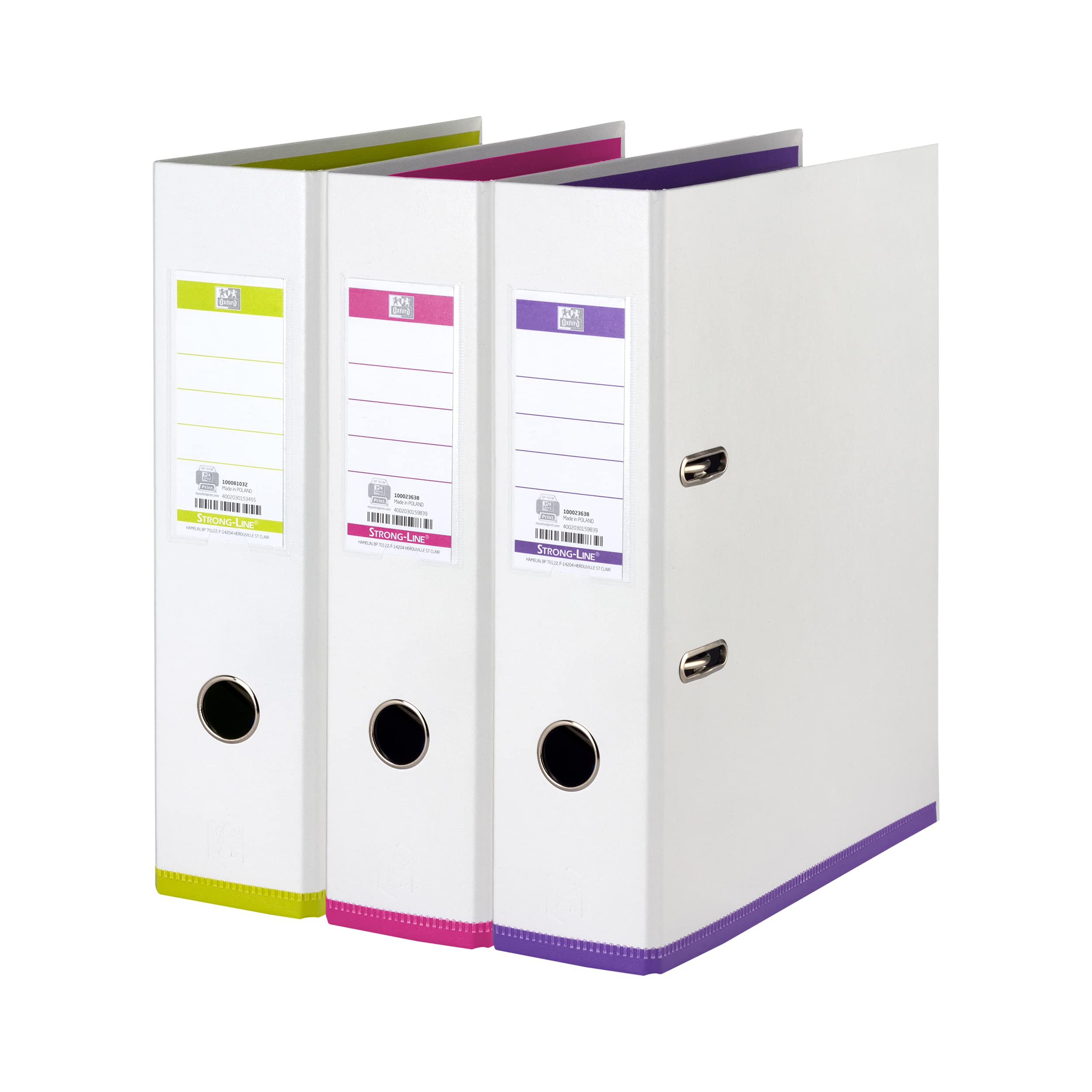 Oxford 3 x A4 MyColour 8cm Wide Two Tone White Assorted Folders