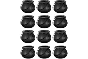 12 Pack Mini Candy Bucket,Black Witch Cauldron Halloween Candy Buckets Portable Small Bisuit Storage Jars for Halloween Trick