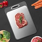 MayStar Cutting Board,Double Sided Cutting Boards for Kitchen, Stainless Steel Chopping Board and Wheat Straw PP,14"*9.7", Sm