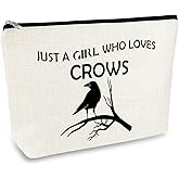 Crow Gift Crow Lover Gift Makeup Bag Bird Lover Gift for Teen Girls Women Bird Themed Cosmetic Bag Gifts Bird Watching Gift Christmas Birthday Gift for Bird Lover Sister Friends Zipper Travel Bag
