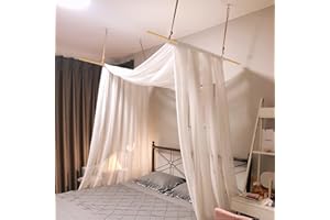 Bed Canopy for Girls,King Canopy Bed Curtains with Bed Frame Queen Full Bed White Tulle Canopy Bed Scarf,Sheer Bed Drapes,Twi