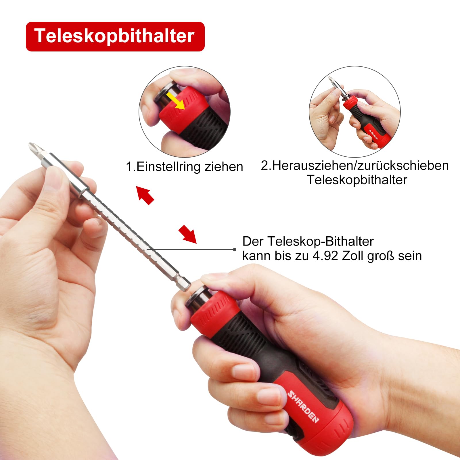 SHARDEN Multibit Schraubendreher 13-in-1 Magnetische Schraubendreher Set 4