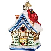 Old World Christmas Cardinal Birdhouse Glass Blown Ornament for Christmas Tree
