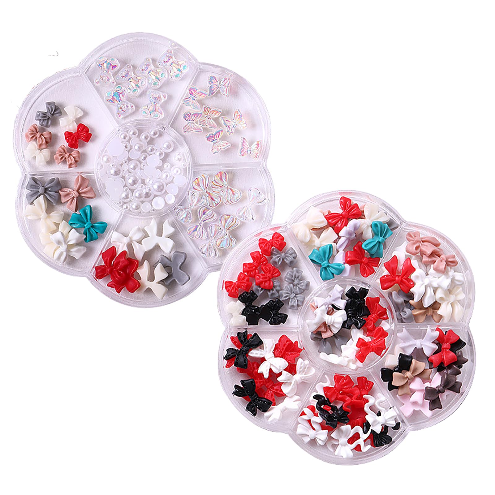 Bows Nail Charms, 2 Boxes Cute Resin 3D Bow Nail Art Charms Gems Nail Pearls Bow Tie Bowknot Nail Jewelry Supplies for DIY Crafts Nail Art Design Decorations (C)