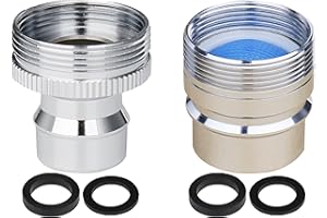 WHK Dishwasher Faucet Adapter - Portable Washer Faucet Connection, 15/16-27 Male or 55/64-27 Female, Brass Chrome (2 Packs)