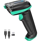 Tera Barcode Scanner with Battery Indicator: 1D Wireless, 5100 Teal | USB Wired 2.4G Wireless Reader, 2200mAh Battery, 1D Laser Scanning, IP54 Protection, Retail Checkout Warehouse Library School