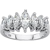 Palm Beach Jewelry Platinum over Sterling Silver Marquise Cut Cubic Zirconia Ring