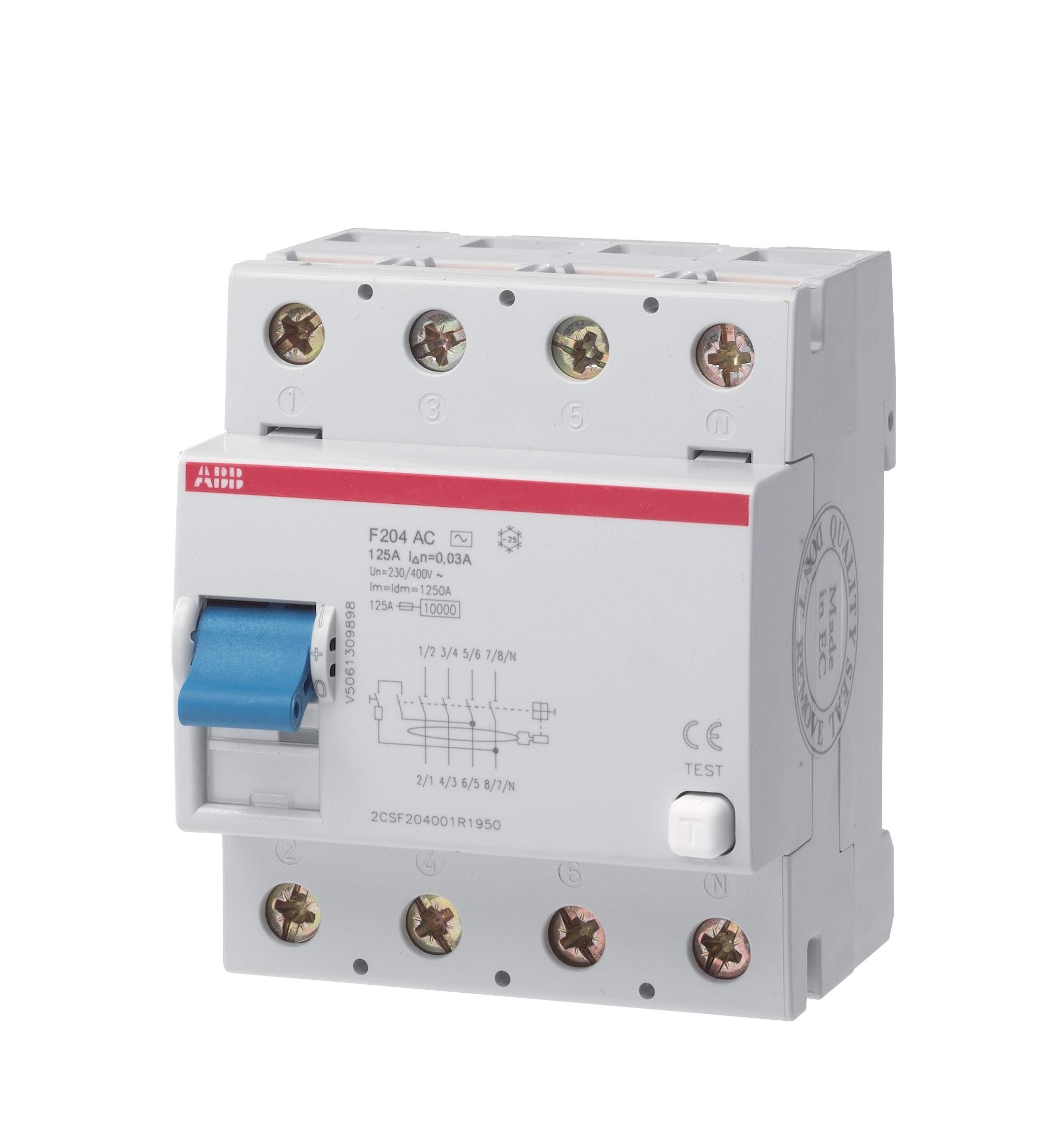 ABB F204AC-125/0.03 4 Pole Residual Current devices RCD, 125 Amp Current, 30mA (2CSF204001R1950)