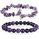 Marrywindix Purple Butterfly Healing Bracelet Amethyst Anxiety Healing Crystal Beaded Bracelet Charms Healing Stone Layered Gifts Jewelry Gifts for Women