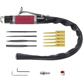 Air Reciprocating File Body Saw, Multi-function Low Vibration 8000spm Pneumatic Cutting Tool &amp; Abrasive Tool with 4 Files and 5 Saw Blades (Stroke Length: 5mm)