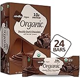 Nugo Organic Double Dark Chocolate, 10g Vegan Protein, Gluten Free, 24 count