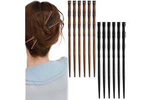 ASWEWAMT 12 Pcs Vintage Wood Hair Sticks Bamboo Shape Hair Chopsticks Japanese Chinese Hairpin Decorative Retro Hair Forks Hanfu Pins Bun Holders for Long Hair Women