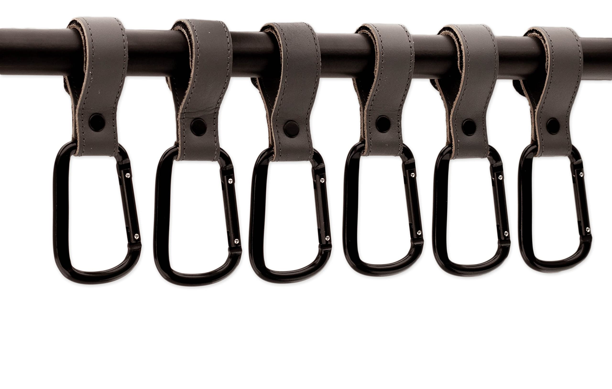 Brute Strength - Multifunctional hooks - grey 6X - pram hooks for changing bags - Velcro closure - pram hook bag hook, trailer for pram, carabiner hook for handbags