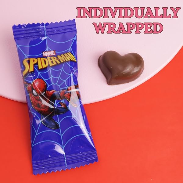 SPIDERMAN HEART BOX, 10 INDIVIDUALLY WRAPPED CHOCOLATEY CANDY ASSORTMENT, GIFT SET, 2.12 OUNCES