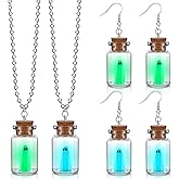 Quelay Adopt A Ghost Necklace Earrings 4 Pcs Glow in The Dark Ghost Earrings Necklace Set Christmas Jewelry Gifts for Women and Men
