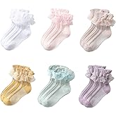 Baby Toddlers Girls Ruffle Lace Trims Socks Eyelet Mesh Princess Cotton Soft Dress Frilly Socks Kids 1-9T