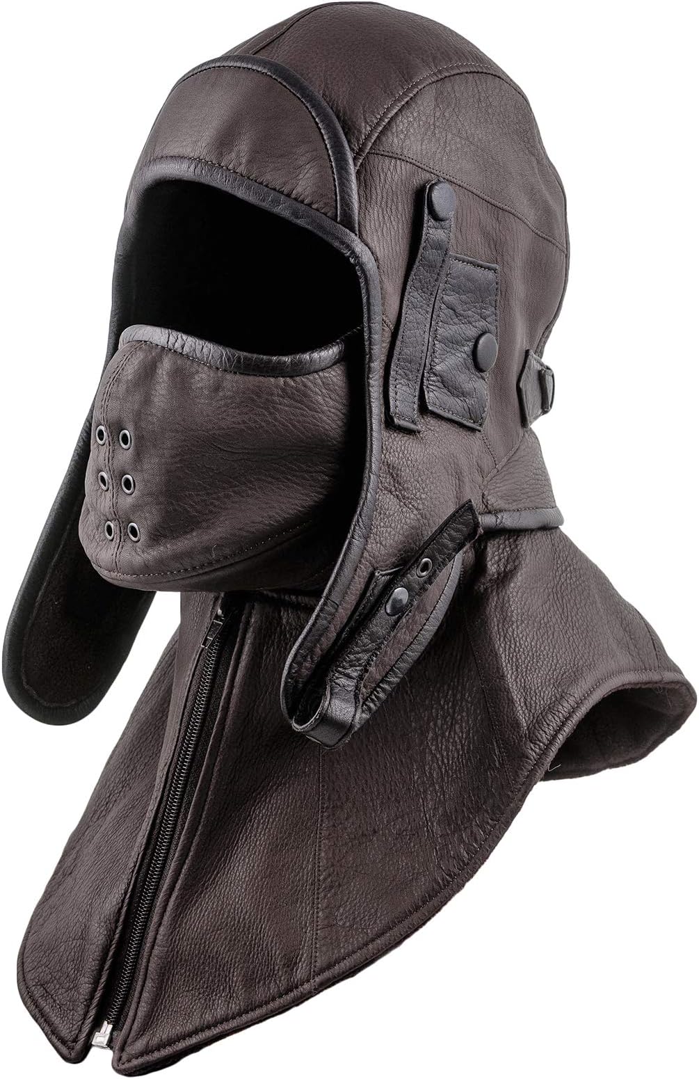 Sterkowski Siberia Genuine Leather Aviator Cap with Mask and Collar