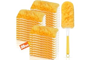 XICOSO 30 Count Duster Refills for Swiffer Dusters with 1 Handle, 360 Heavy Duty Duster for Swiffer Duster Refill, Unscented Disposable Duster Refills Kit for Cleaning Home, Office, Corners, Blinds, Car