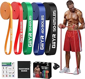 Giiyr fitnessbänder Widerstandsbänder mit 5 Stufen,Resistance Bands für Männer und Frauen,Fitnessband Set Trainingsbänder für Yoga, Pilates, Training,Klimmzughilfe, Krafttraining