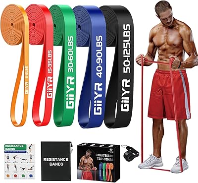 Giiyr fitnessbänder Widerstandsbänder mit 5 Stufen,Resistance Bands für Männer und Frauen,Fitnessband Set Trainingsbänder für Yoga, Pilates, Training,Klimmzughilfe, Krafttraining