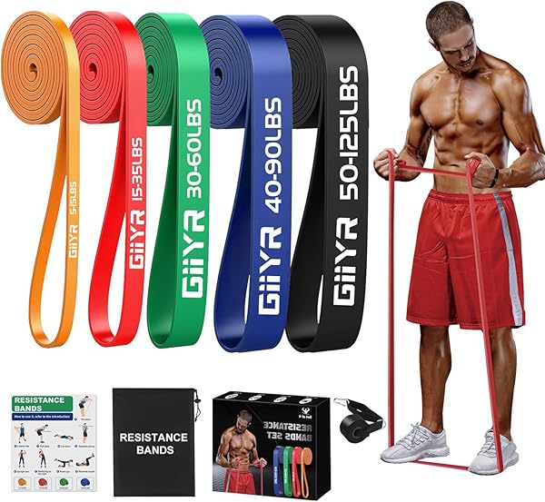 Giiyr fitnessbänder Widerstandsbänder mit 5 Stufen,Resistance Bands für Männer und Frauen,Fitnessband Set Trainingsbänder für Yoga, Pilates, Training,Klimmzughilfe, Krafttraining