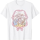 Disney Princess Cinderella Belle Tiana Pink Bow T-Shirt