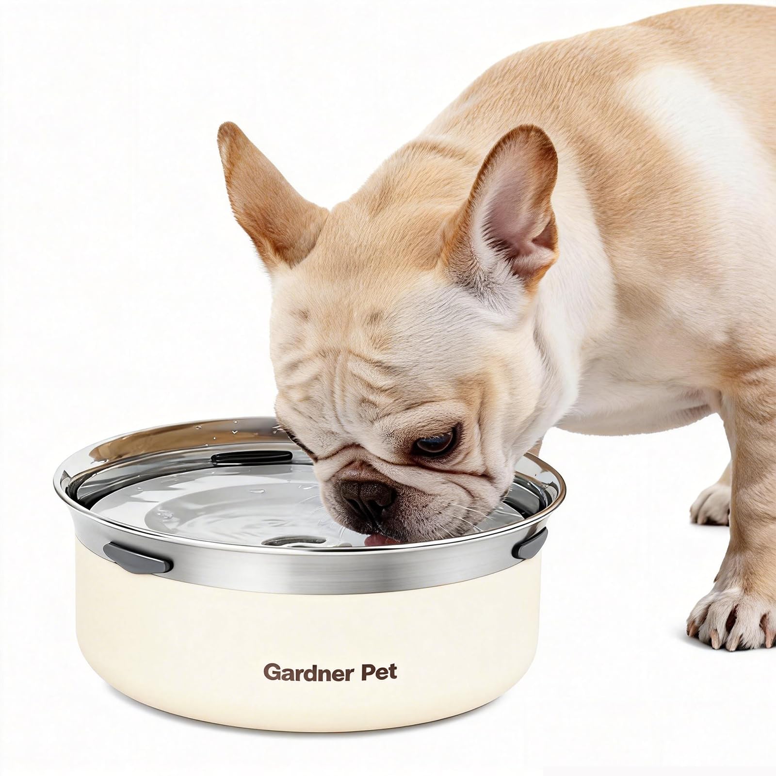 Photo 1 of Gardner Pet Slow Water Bowl for Dogs, 2L/68oz Spill-Proof Pet Water Bowl with Floating Disk, Stainless Steel No-Spill Water Dispenser for Medium Pets