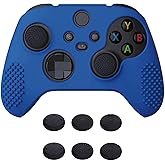 eXtremeRate PlayVital Blue 3D Studded Edition Anti-slip Silicone Cover Skin for Xbox Series X/S Controller, Soft Rubber Case Protector for Xbox Core Wireless Controller with 6 Black Thumb Grip Caps
