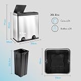 VonHaus 60L Double Kitchen Bin Stainless Steel 2 x 30L Removable Bins view 7