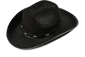 Fun Central Classic Brown Felt Cowboy Hat – Stylish Studded Western Hat, Size 7 3/8 for Men & Women