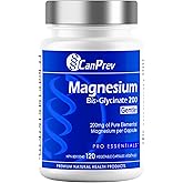 CanPrev Magnesium Bis-Glycinate Gentle 200mg, 120 V-Caps 120-Day Supply - Pure Elemental Magnesium Supplement, Supports Bone 