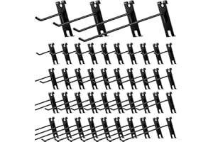 Amyhill 40 Pcs Metal Gridwall Hooks 4/6/8/10 Inch Display Hooks for Grid Wall Panel Black Grid Panel Hanging Hook for Retail Home, Workspace Organization, Garage, Trade Show, Storage Solutions