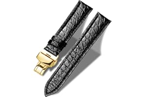 Moran Genuine Leather Band Alligator and Cowhide Replacement Deployment Buckle Watch strap18mm to 24mm Crocodile Leather Strap for Men's and Women's