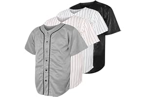 JKNAKN Blank Baseball Button Down Jersey Plain Short Sleeve Hipster Hip Hop T Shirts Jersey