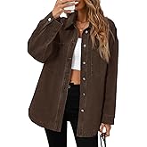 Tankaneo Womens Oversized Denim Shirt Jacket Button Down Long Sleeve Fall Casual Jean Shackets