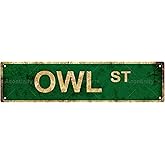 OWL Vintage Metal Tin Street Sign Bar Cafe Garage Cave Home Room Wall Bathroom Farmhouse Garden Porch Patio Decor, 16 x 4 Inch