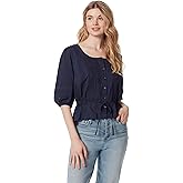 Jessica Simpson Womens Twyla Tie Waist Button Down Peasent Top Standard
