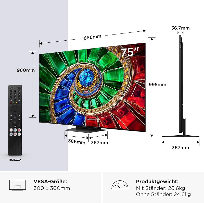 75RM7L RGB-Mini LED 75 Zoll Fernseher, 4K Smart TV, Google TV, HDR10+