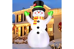 FunFanso 7FT Christmas Inflatables Snowman Outdoor Decorations, Giant Blow up Snow Man Yard Decor Built-in Bright LED Light Wear Magic Hat, Weatherproof Holiday for Garden Patio Lawn Party Xmas Gifts
