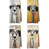 ERYBHKRTYH Funny Dog Kitchen Towels Set - Whimsical Dog Waffle Decorative Dish Towels, Whimsical Abstract Scruffy Puppy Hand Towel, Tea Towel, 16x24 Inch