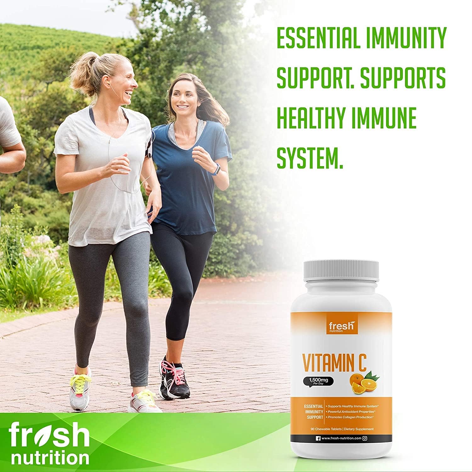 Vitamin C - Powerful 1500mg Per Day Immune Support - Tasty Chewable Vitamin C Supplement All Year-Round Potent Support - Vegan Friendly, Non-GMO, Gluten & Soy Free - All Natural Vit C immunity Booster: Health & Personal Care