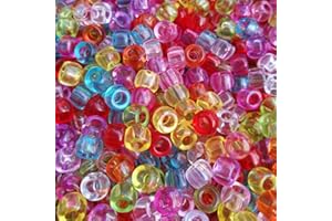 Transparent Multicolor Mixed Craft Pony Beads Bulk in Bag, Acrylic Pony pony with Smooth Surface Craft (1000pcs Size 6x9mm)