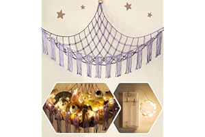 RelaxScene Stuffed Animal Hammock Corner with LED Light - Toy Storage Hammock Plushie Net Organizer - Teddy Bear Stuffy Hammock - Purple Nursery Decor Baby Kids Bedroom Nursery Furniture