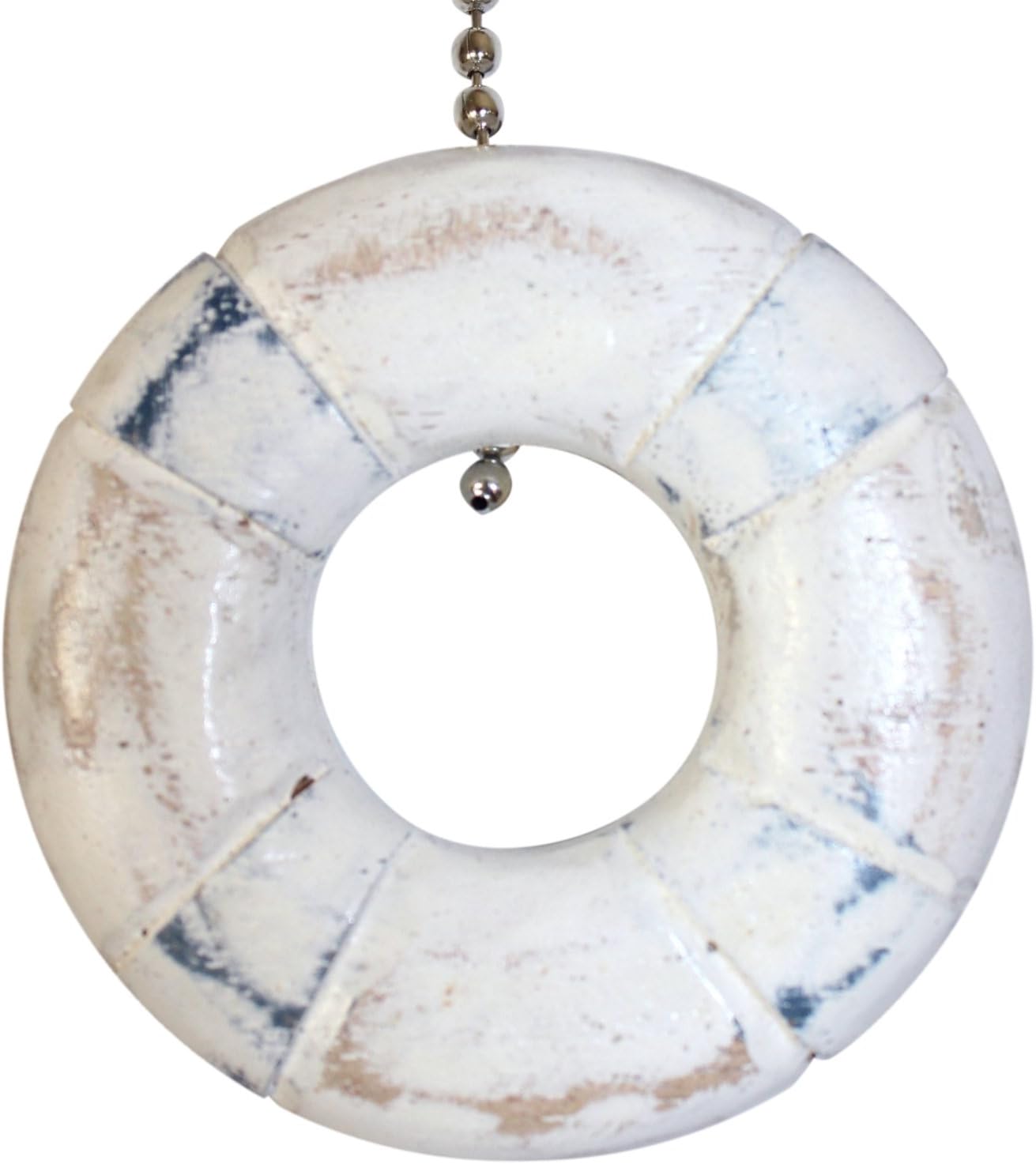 MTI Nautical Boat Life Ring Hand Carved Distressed Wood Ceiling Fan Light Pull