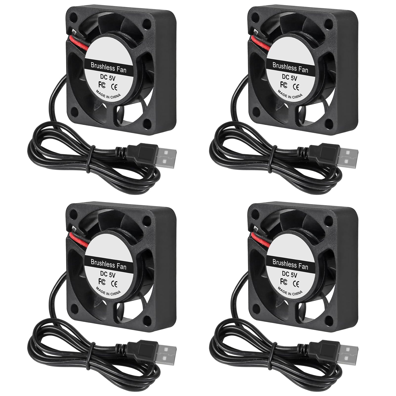 4 Pack USB Brushless Cooling Fan 40mm Fan High Performance DC 5V Cooling Fan Speed 4200 RPM Fan for Small Appliances Series Replacement