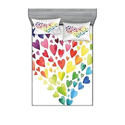 Lunarable Rainbow Fitted Sheet & Pillow Sham
