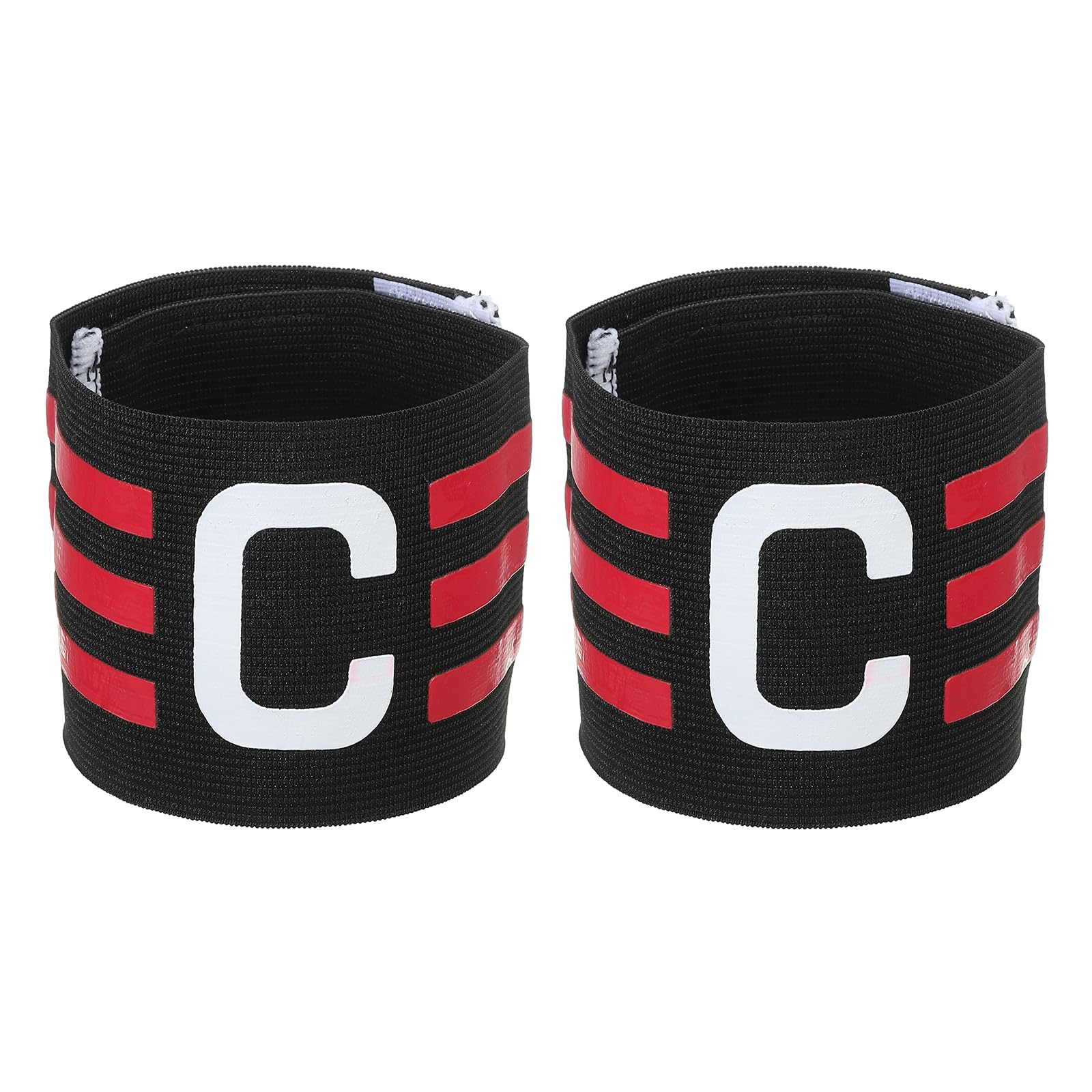 PATIKIL Captain Armband, 2 Pack Adjustable Elastic Soccer Captain's Arm Band for Outdoor Football Training Team, Black Rose Red