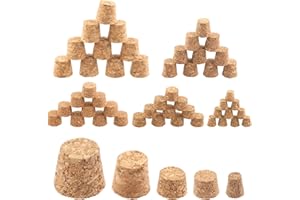 Rustark 100Pcs 5 Sizes Mini Cork Stoppers Tapered Cork Plugs Small Corks Assortment Wooden Replacement Assorted Corks for Cra