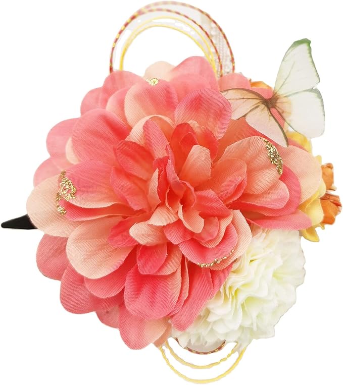 Amazon 和装 髪飾り 造花 ヘッドドレス 花 ドライフラワー ヘアアクセサリー Uピン ピンポンマム 花嫁 ウェディング 着物 浴衣 和装 袴 振袖 卒業式 結婚式 結婚式 母の日のプレゼント 手作り 02 和装小物 通販